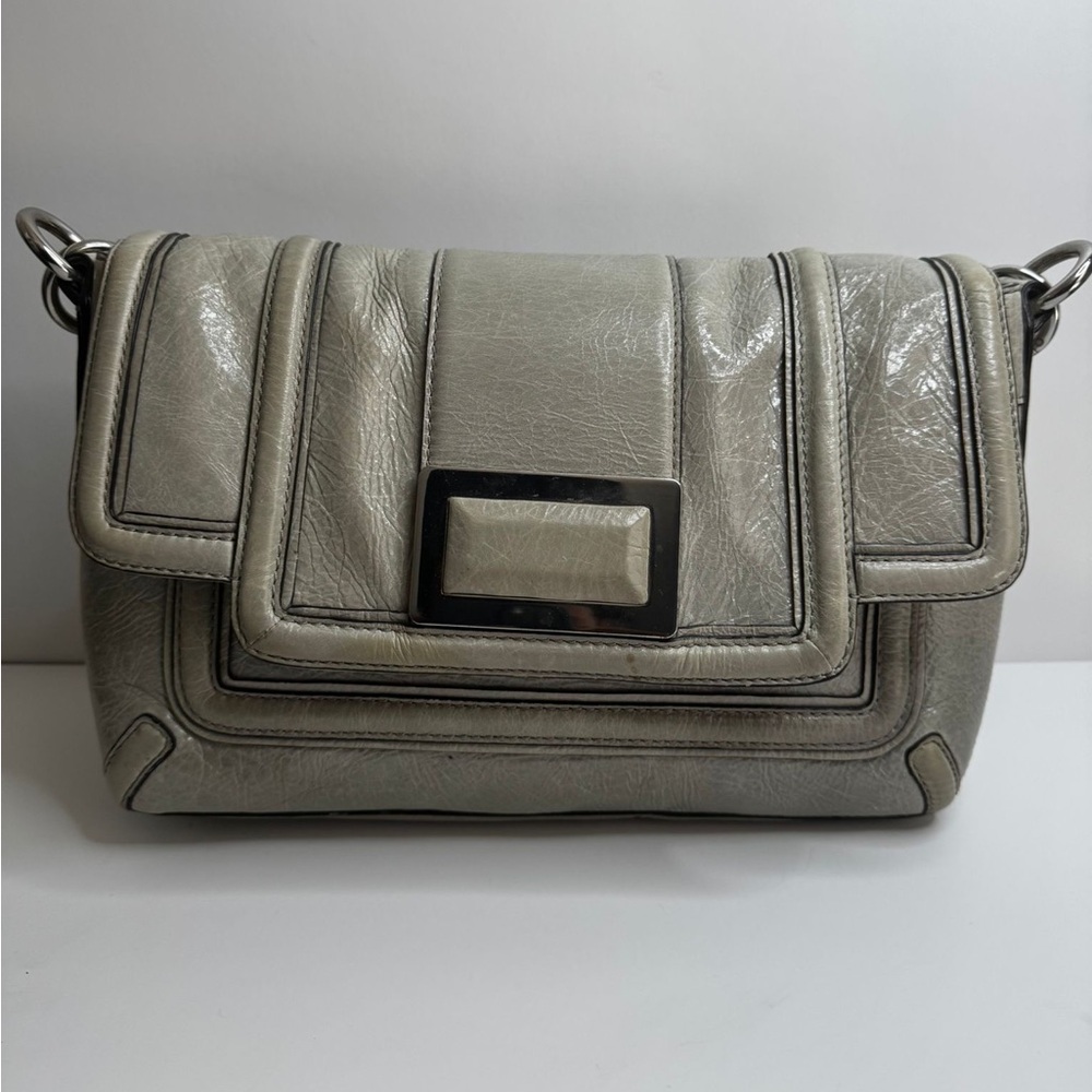 Banana Republic Elegant Gray Leather Shoulder Bag